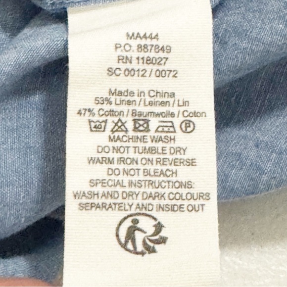 Boden Linen Blend Button Front Blue Size Large - Picture 6 of 12
